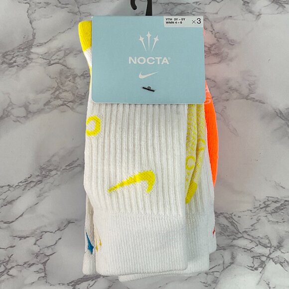Nike x NOCTA 3 Pack Run Crew Socks Small 3Y-5Y DD9240-910 Women 4-6 New - Picture 1 of 7